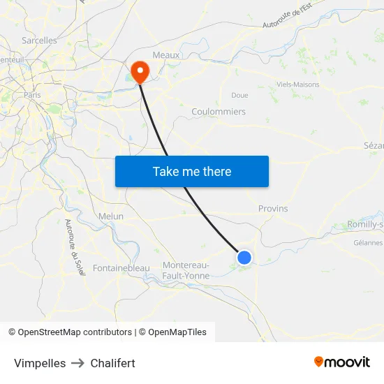 Vimpelles to Chalifert map