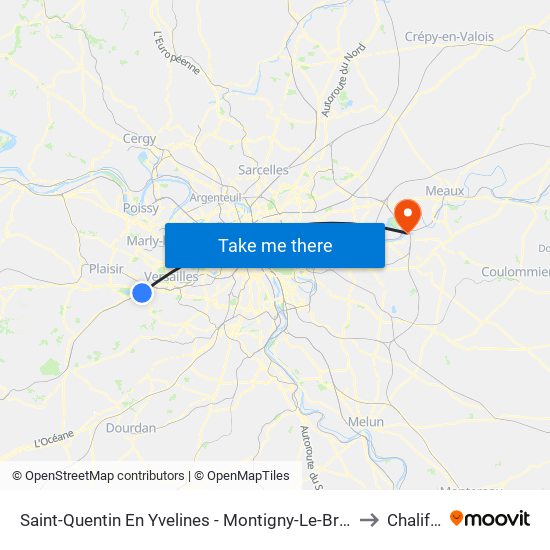 Saint-Quentin En Yvelines - Montigny-Le-Bretonneux to Chalifert map