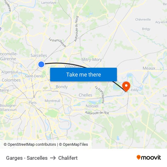 Garges - Sarcelles to Chalifert map