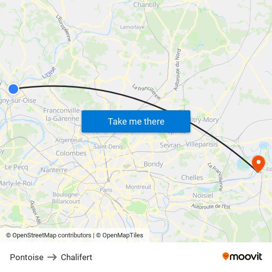 Pontoise to Chalifert map