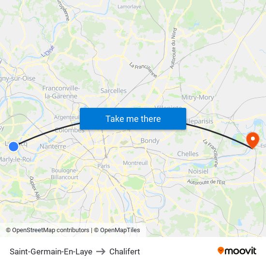 Saint-Germain-En-Laye to Chalifert map