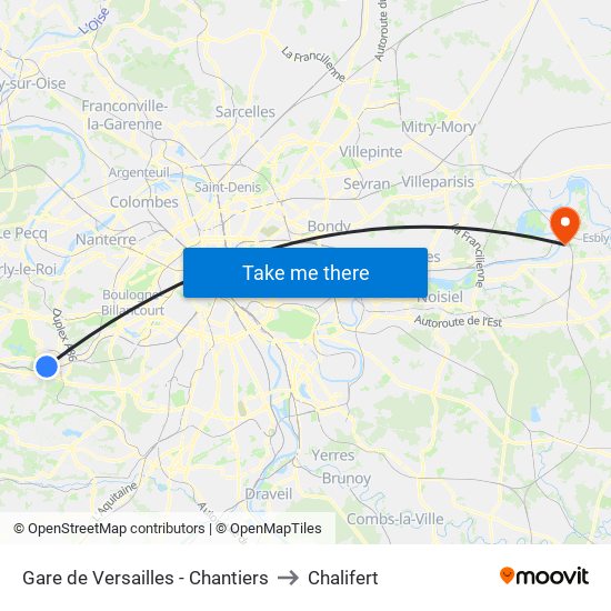 Gare de Versailles - Chantiers to Chalifert map