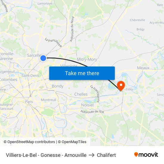 Villiers-Le-Bel - Gonesse - Arnouville to Chalifert map