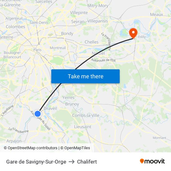 Gare de Savigny-Sur-Orge to Chalifert map