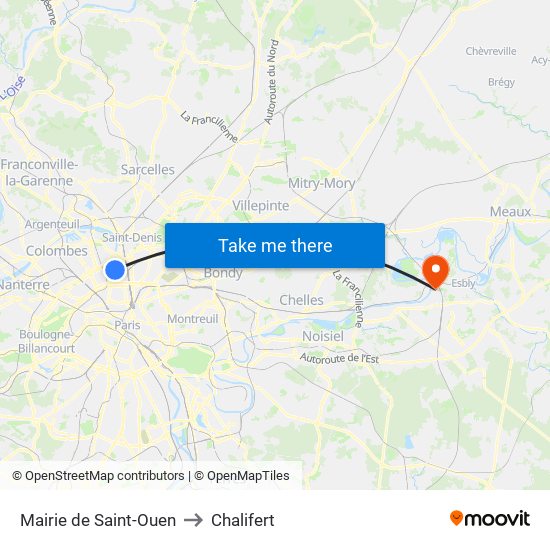 Mairie de Saint-Ouen to Chalifert map