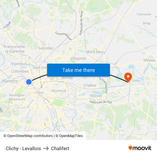 Clichy - Levallois to Chalifert map