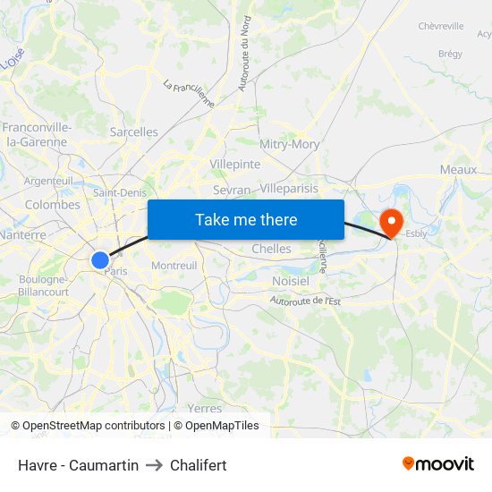Havre - Caumartin to Chalifert map