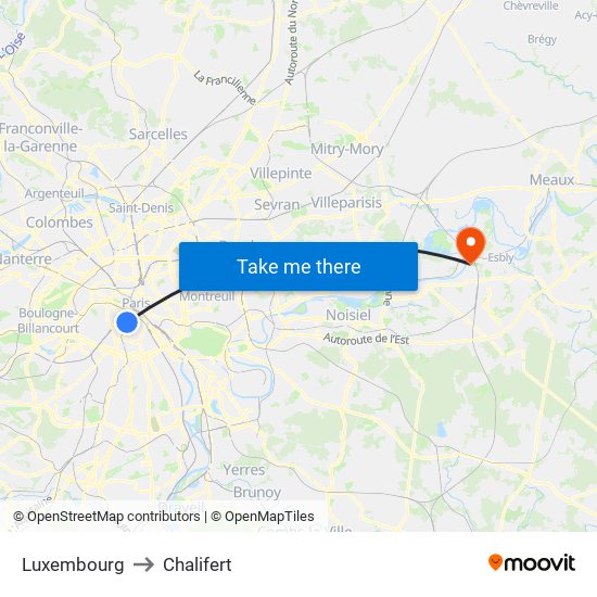 Luxembourg to Chalifert map