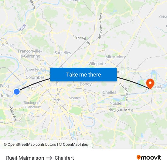 Rueil-Malmaison to Chalifert map