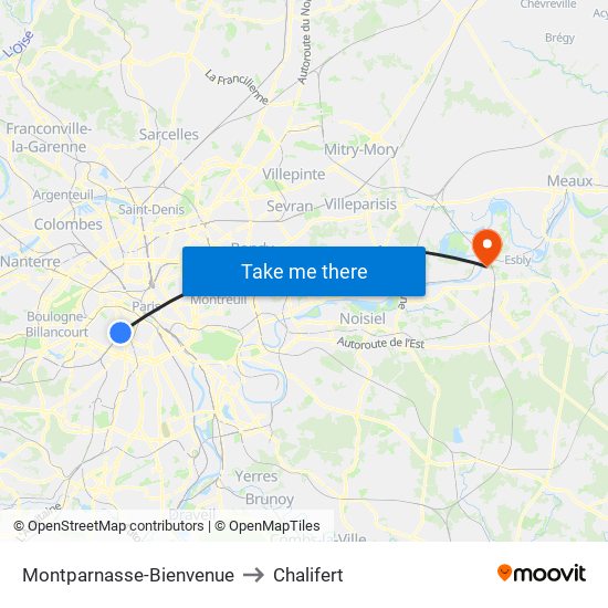 Montparnasse-Bienvenue to Chalifert map