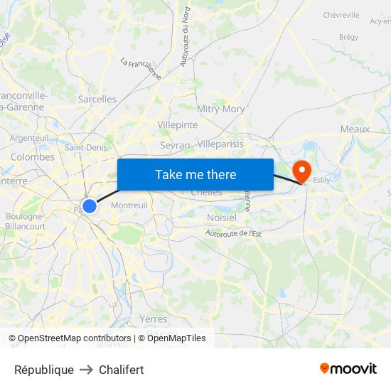République to Chalifert map