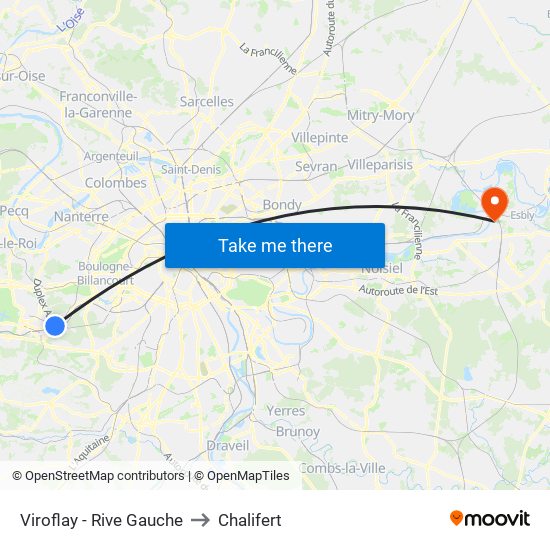Viroflay - Rive Gauche to Chalifert map