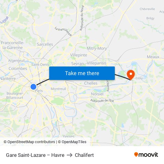 Gare Saint-Lazare – Havre to Chalifert map