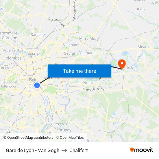 Gare de Lyon - Van Gogh to Chalifert map