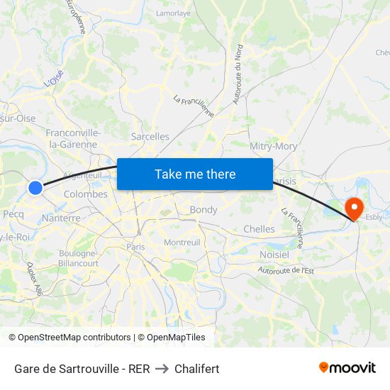 Gare de Sartrouville - RER to Chalifert map