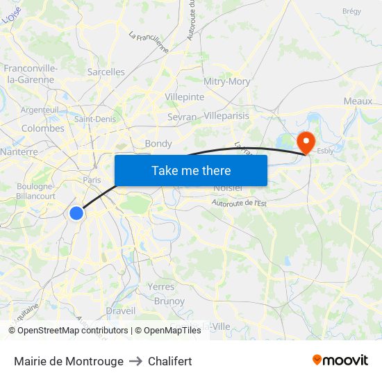 Mairie de Montrouge to Chalifert map