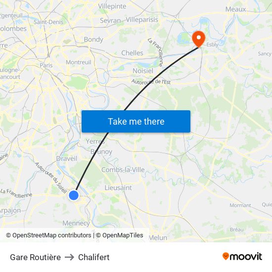 Gare Routière to Chalifert map