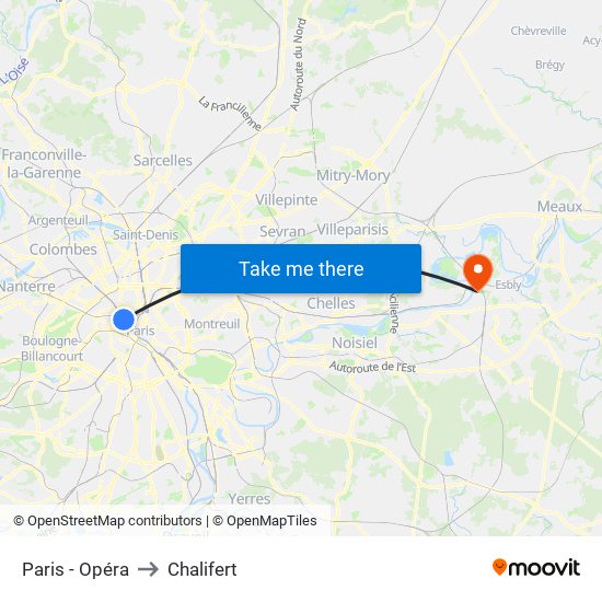 Paris - Opéra to Chalifert map