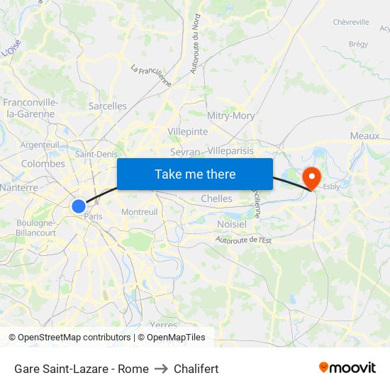 Gare Saint-Lazare - Rome to Chalifert map