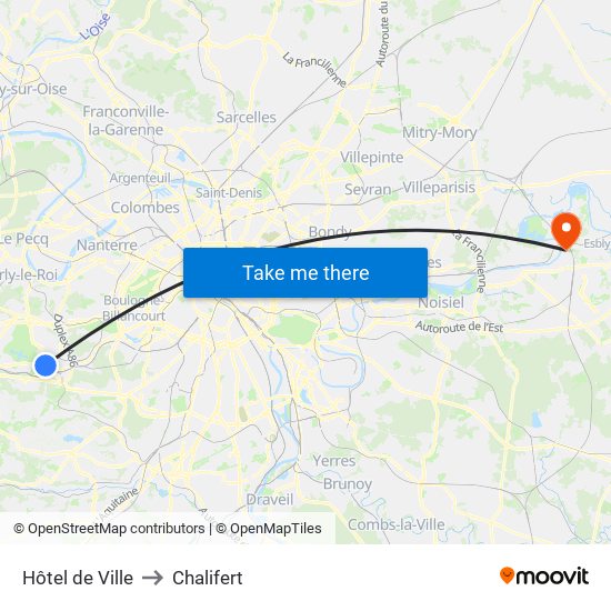 Hôtel de Ville to Chalifert map
