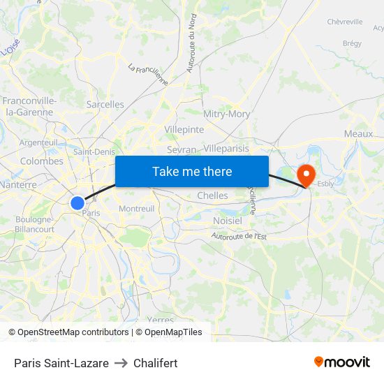 Paris Saint-Lazare to Chalifert map
