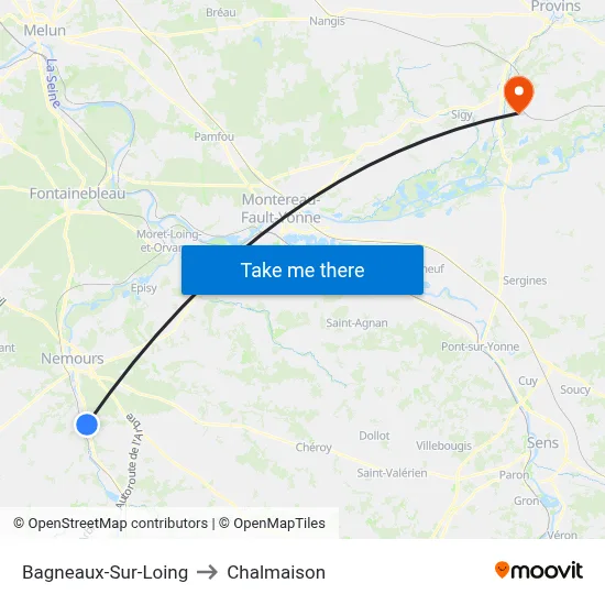 Bagneaux-Sur-Loing to Chalmaison map