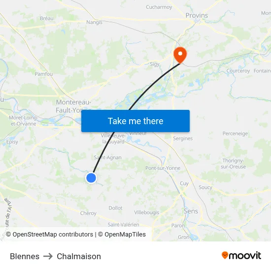 Blennes to Chalmaison map