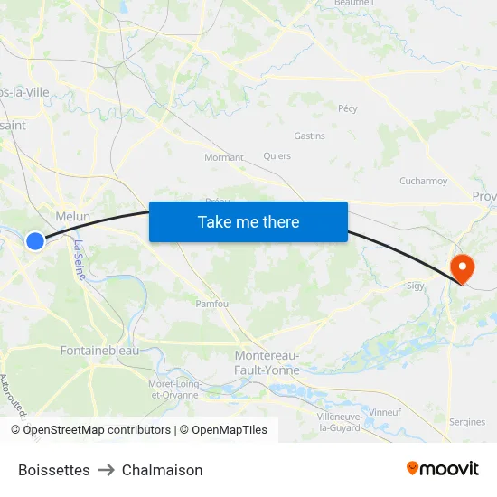 Boissettes to Chalmaison map
