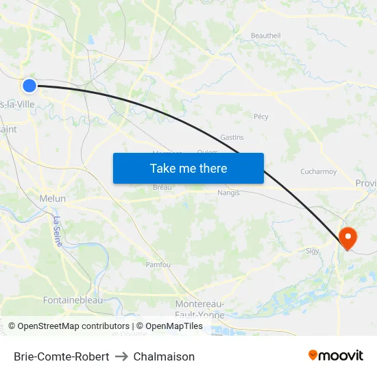 Brie-Comte-Robert to Chalmaison map