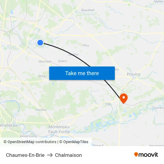 Chaumes-En-Brie to Chalmaison map