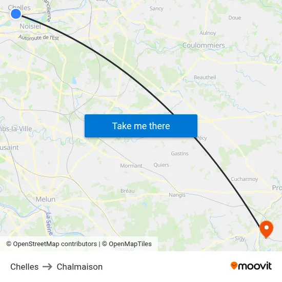 Chelles to Chalmaison map