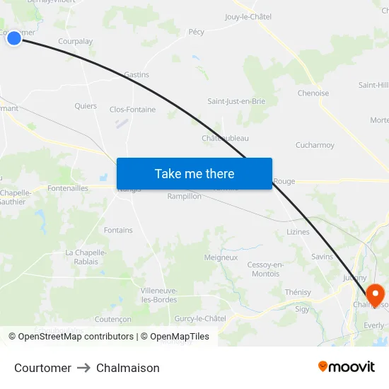 Courtomer to Chalmaison map