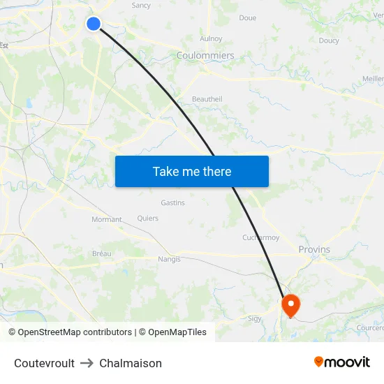 Coutevroult to Chalmaison map