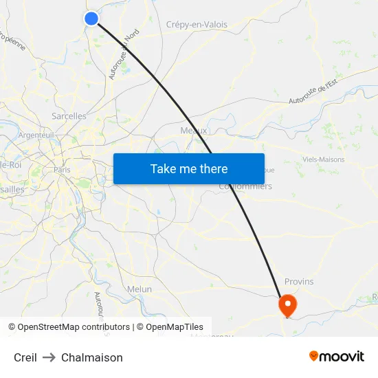 Creil to Chalmaison map