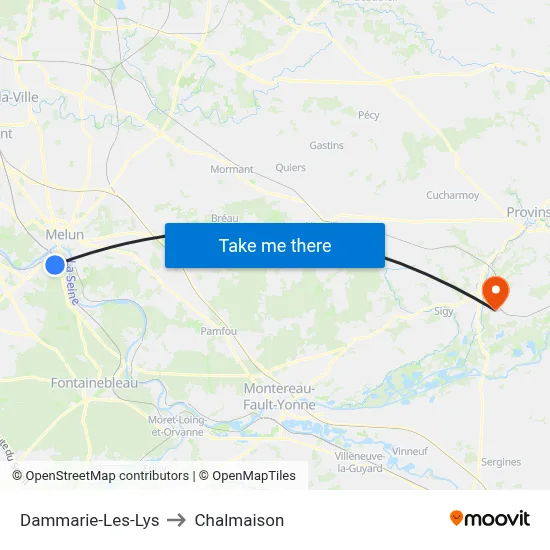 Dammarie-Les-Lys to Chalmaison map