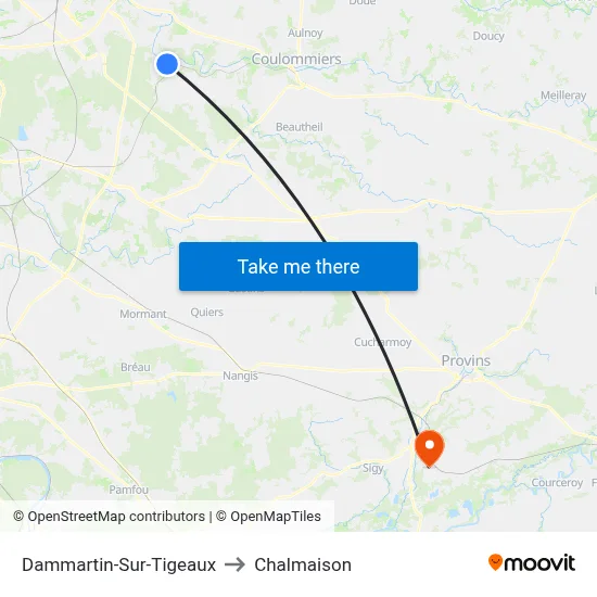 Dammartin-Sur-Tigeaux to Chalmaison map
