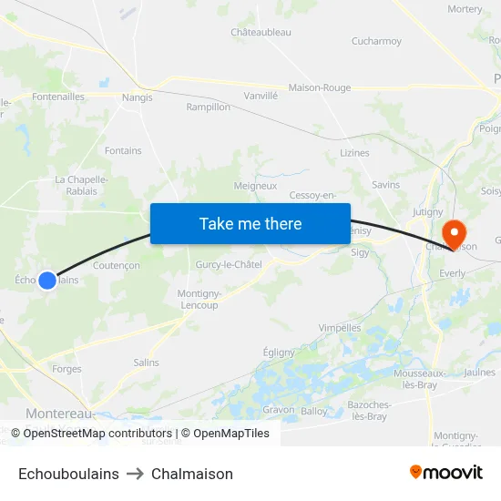 Echouboulains to Chalmaison map