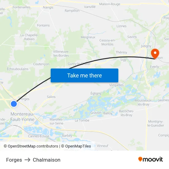 Forges to Chalmaison map