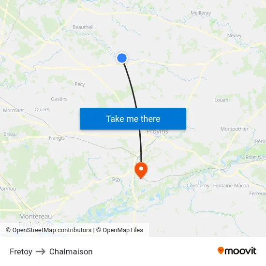 Fretoy to Chalmaison map