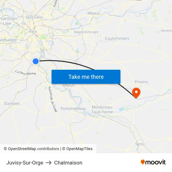 Juvisy-Sur-Orge to Chalmaison map
