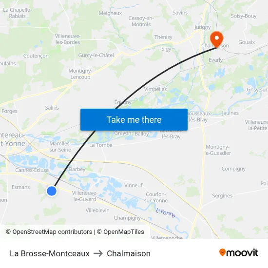 La Brosse-Montceaux to Chalmaison map