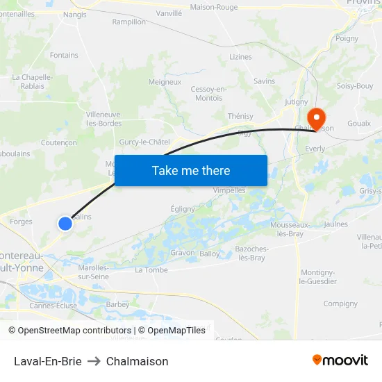 Laval-En-Brie to Chalmaison map