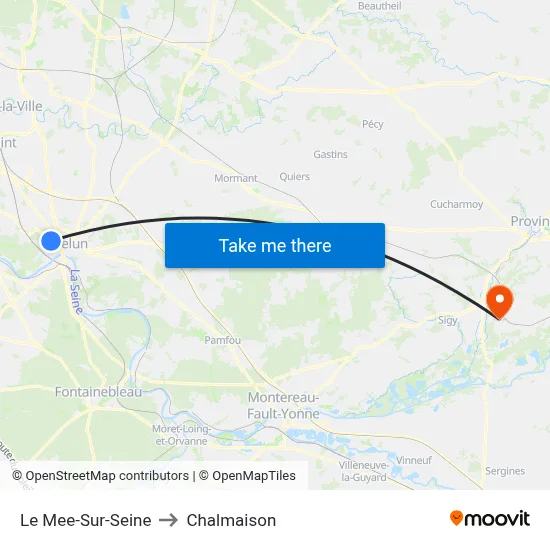 Le Mee-Sur-Seine to Chalmaison map