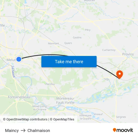 Maincy to Chalmaison map