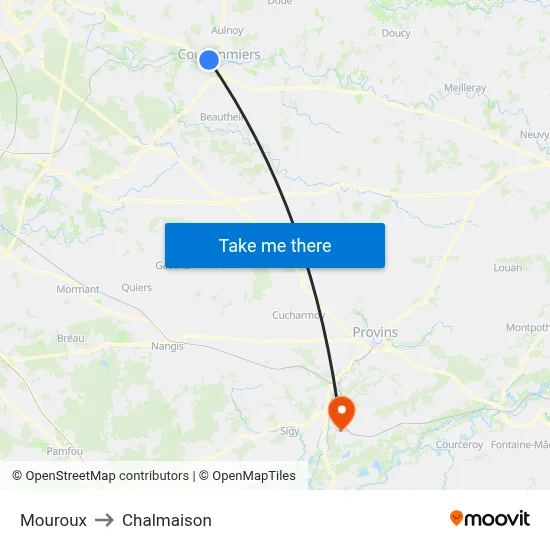 Mouroux to Chalmaison map