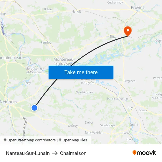 Nanteau-Sur-Lunain to Chalmaison map