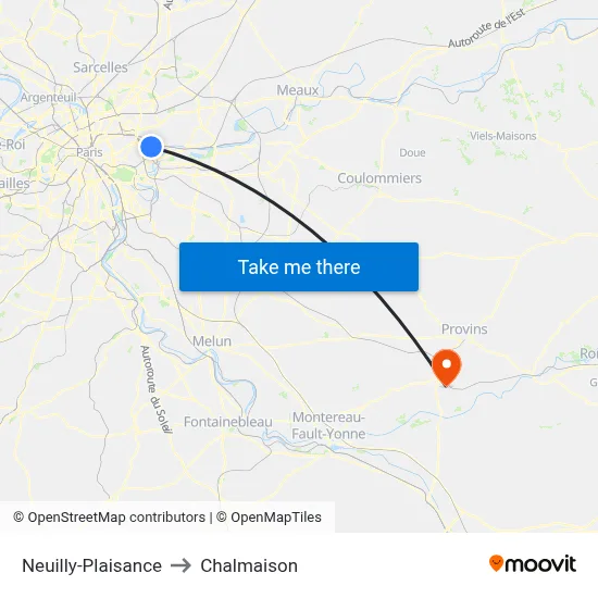 Neuilly-Plaisance to Chalmaison map