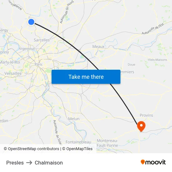 Presles to Chalmaison map