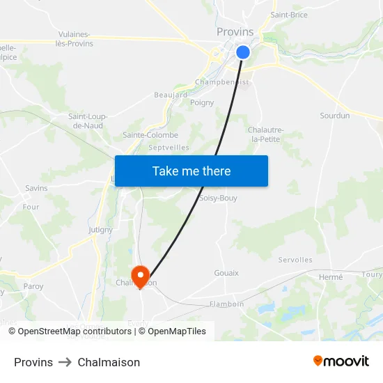 Provins to Chalmaison map