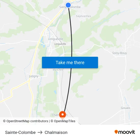 Sainte-Colombe to Chalmaison map